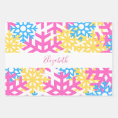 ファンキースノカラフルフレーク&名前をカスタムするウィンターヴィーブ ラッピングペーパーシート (正面)