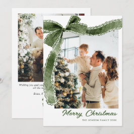 ファンキーセージグリーンのクリスマスリボン 2枚の写真 シーズンカード
