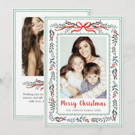 ファンキーセージグリーンのクリスマスリボン 2枚の写真 シーズンカード