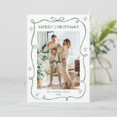 ファンキーセージグリーンのクリスマスリボン 2枚の写真 シーズンカード (スタンド正面)