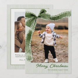 ファンキーセージグリーンのクリスマスリボン 2枚の写真 シーズンカード