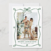 ファンキーセージグリーンのクリスマスリボン 2 枚の写真 シーズンカード (正面)