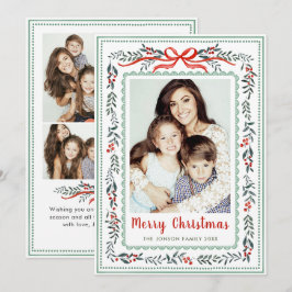 ファンキーセージグリーンのクリスマスリボン 5枚の写真 シーズンカード