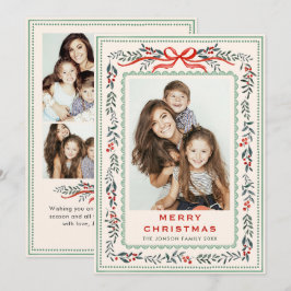ファンキーセージグリーンのクリスマスリボン 5枚の写真 シーズンカード