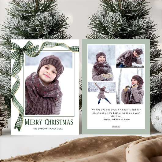 ファンキーセージグリーンのクリスマスリボン 5 枚の写真 シーズンカード