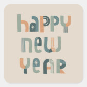 ファンキータイポグラフィハッピーニューイヤーデザイン スクエアシール (正面)