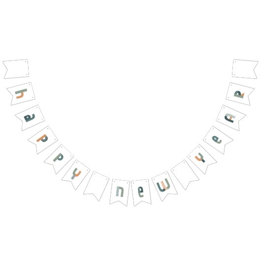 ファンキータイポグラフィハッピーニューイヤーデザイン バンティングフラッグ (全)