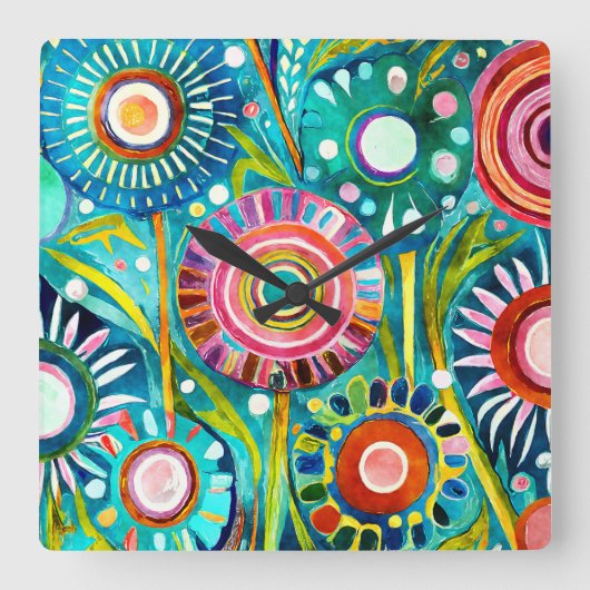 ファンキータンポポ スクエア壁時計 (正面)