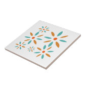 ファンキーターコイズミッドモダンレトロ花 タイル (側面)