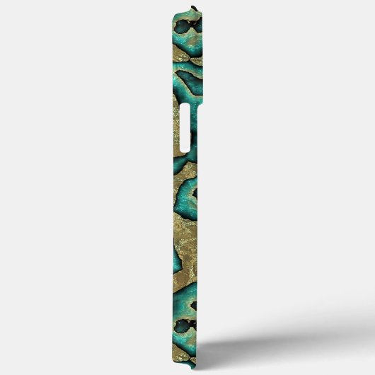 ファンキーターコイズ緑のフェイク金ゴールド渦巻きアートパターン Case-Mate iPhoneケース (裏面 / 右)