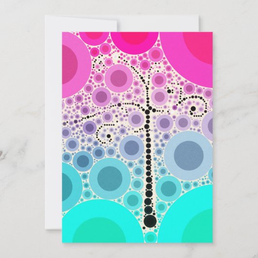 ファンキーツカラフルリーの円の吹き出しポップ・アートのアート 招待状 (裏面)