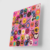 ファンキートレンディーレトロ抽象芸術パターン スクエア壁時計 (傾斜)