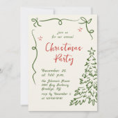 ファンキーハンドドローお洒落ド・クリスマス・ホリデー・パーティー 招待状 (正面)