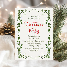 ファンキーハンドドローお洒落ド・クリスマス・ホリデー・パーティー 招待状