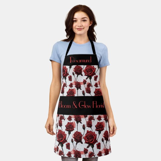 ファンキーバラフローリストのエプロン。編集可能 エプロン (着用した状態)
