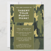 ファンキーパーティー – ダークグリーン軍隊カモフラージュ 招待状 (正面)