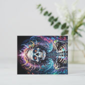 ファンキービザール幸せスケルトン女性エリジウム ポストカード (スタンド正面)