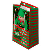 ファンキーフェスティバルツリーとストライプカスタム写真 スモールペーパーバッグ (正面アングル)