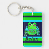 ファンキーフロッカラフルグリラックスティール(緑がかった色)ライムネイビー キーホルダー (正面)