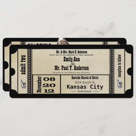 ファンキープ結婚レイ銀メタリック招待状 招待状 (正面/裏面)