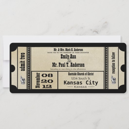 ファンキープ結婚レイ銀メタリック招待状 招待状 (正面)