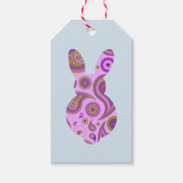ファンキーペイズリーギフト熱狂するラベルのバニー ギフトタグ