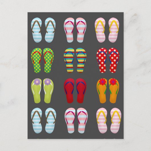 ファンキーモダンファッションビーチサンダルカラフル ポストカード (正面)