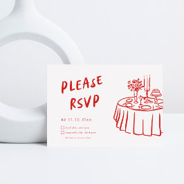 ファンキーモダンレトロQRコード結婚の 出欠カード