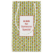 ファンキーレトロオリーブカスタムビーズ色パターン スモールペーパーバッグ (正面)