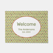 ファンキーレトロオリーブカスタムビーズ色パターン ドアマット (正面)