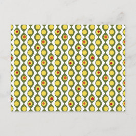 ファンキーレトロオリーブカスタムビーズ色パターン ポストカード