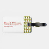 ファンキーレトロオリーブカスタムビーズ色パターン ラゲッジタグ (裏面横)