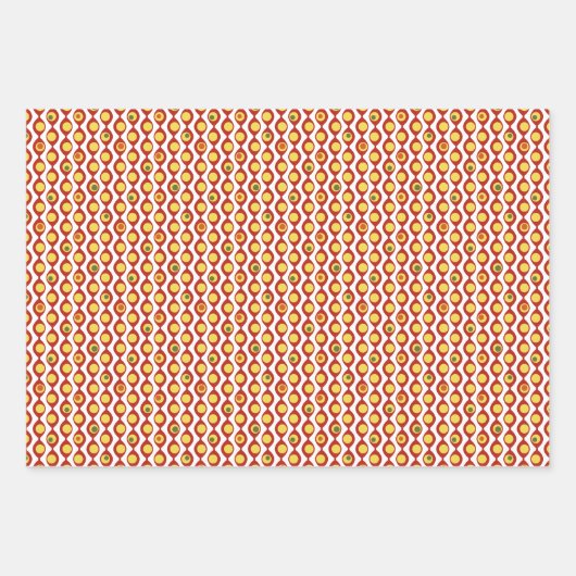 ファンキーレトロオリーブカスタムビーズ色パターン ラッピングペーパーシート (正面3)