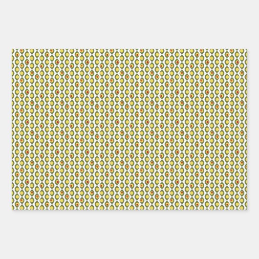 ファンキーレトロオリーブカスタムビーズ色パターン ラッピングペーパーシート (正面)