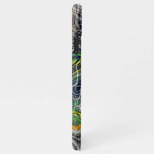 ファンキーレトロカッコいいシックなフラクタルのマーブル化されたアートパターン iPhoneケース (右側)