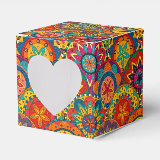 ファンキーレトロカラフルマンダラパターン フェイバーボックス (正面サイド)