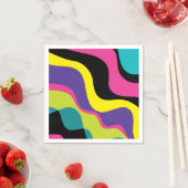 ファンキーレトロカラー波形ポップ・アートのパターン90のパーティー スタンダードカクテルナプキン (インサイチュ)