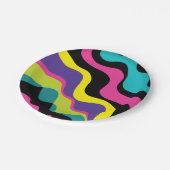 ファンキーレトロカラー波形ポップ・アートのパターン90のパーティー ペーパープレート (アングル)
