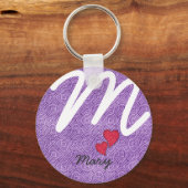 ファンキーレトロパターカスタムン文字紫 キーホルダー (正面)