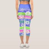 ファンキーレトロフローラオンシッククールストライプパターン カプリレギンス (裏面)