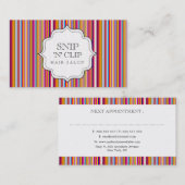 ファンキーレトロレインボーストライプ美容師ファッション 予約カード (正面/裏面)