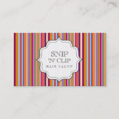ファンキーレトロレインボーストライプ美容師ファッション 予約カード (正面)
