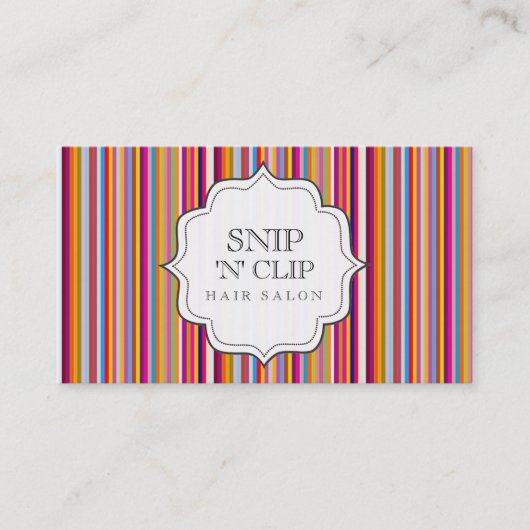 ファンキーレトロレインボーストライプ美容師ファッション 予約カード (正面)