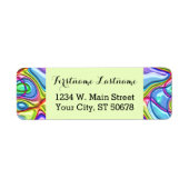 ファンキーレトロ抽象芸術カラフル渦波パターン ラベル (正面)