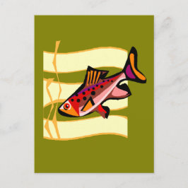 ファンキーレトロ緑赤熱帯魚 ポストカード