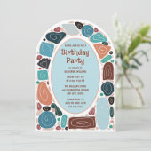 ファンキーレトロ誕生日招待状ミッドセンチュリーモダン 招待状 (スタンド正面)