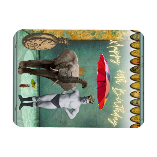 ファンキーヴィンテージストロングマン40歳の誕生日 マグネット (横)