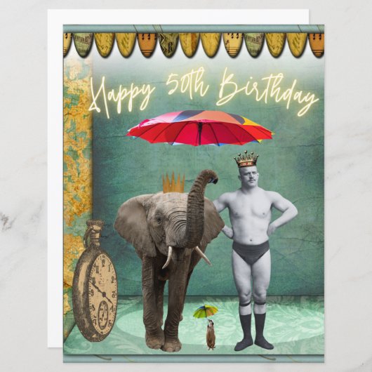 ファンキーヴィンテージストロングマン50番目の誕生日スクラップブック作り (正面/裏面)