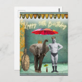 ファンキーヴィンテージストロングマン50誕生日 ポストカード (正面/裏面)