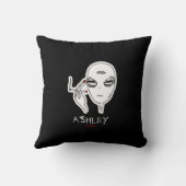 ファンキー喫煙エイリアンW/Red爪、 ネイルパーソナライズされた クッション (裏面)